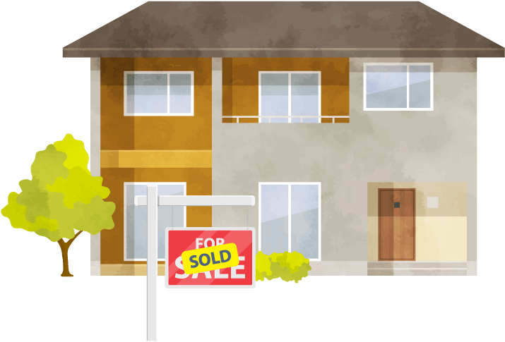 illustration of house with for sale sign listing sold