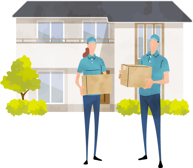 illustration of movers outside of house